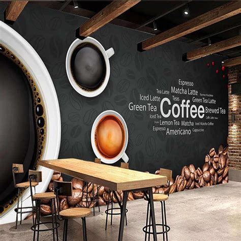 Custom Wall Mural 3D Creative Beverage Juice Art Wall Painting Bar Snack Bar Ice Cream Milk Tea ...