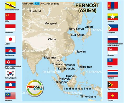 Map of Flags Far East (18 States) - Map in the Atlas of the World - World Atlas