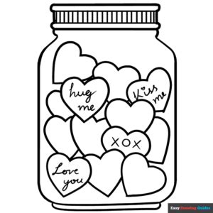 Jar of Love Coloring Page | Easy Drawing Guides