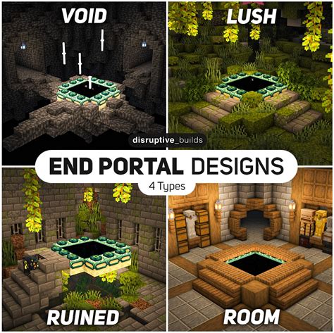 Here are 4 different end portal designs I came up with! : r/Minecraftbuilds