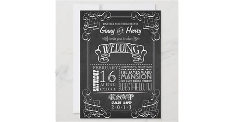 Vintage Chalkboard Wedding Invitation | Zazzle