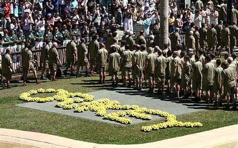 Steve Irwin Memorial Service. Wreaths laid out to spell 'CRIKEY' during ...