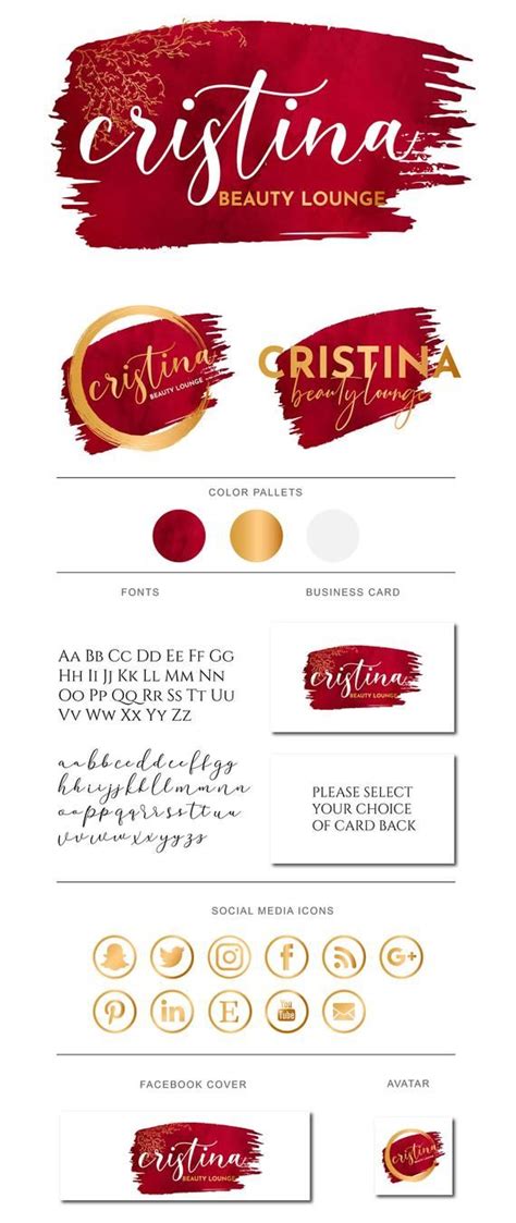 Premade Red and Gold Watercolor Logo Design Gold Foil Logo | Etsy | Watercolor logo design, Gold ...