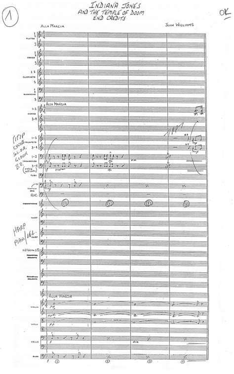 John Williams - Indiana Jones and the Temple of Doom [hand-written ...