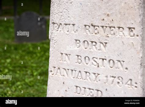 American patriot Paul Revere's grave in the Granary Burying Ground ...