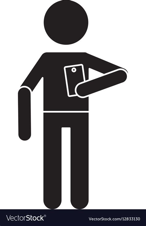 Silhouette character holding smartphone technology