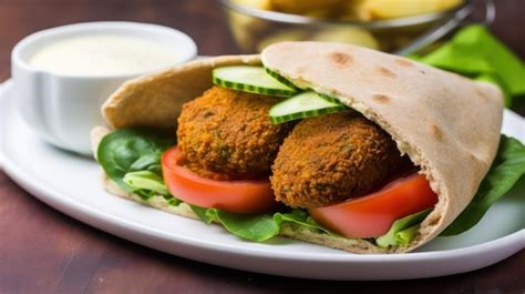 Premium AI Image | A falafel sandwich with a side of salad