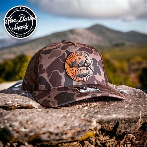 Custom Richardson 112 PFP Duck Camo Leather Patch Trucker Hat, Bark Brown Duck Camo. Richardson ...