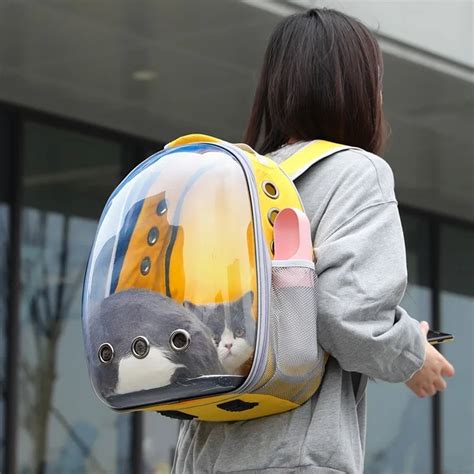 Pet Cat Backpack Window Outdoor Cat Travel Bag Breathable Handbag Cats Transport Bag Transportin ...