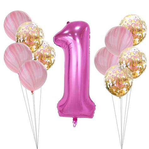 Blue Pink Number 1 Balloon Baby Boys Girls 1st Happy Birthday Balloon Birthday Party Decoration ...