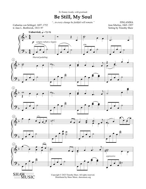 Be Still, My Soul Sheet Music | Jean Sibelius | Piano Solo