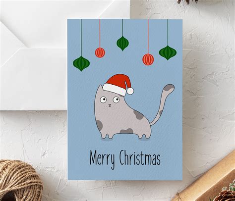 Downloadable Christmas Cat Card. Merry Christmas Cat Card. - Etsy UK