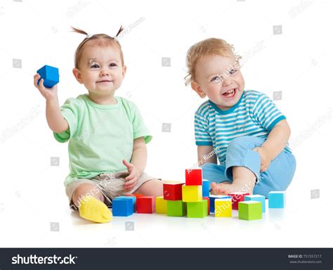 Funny Kids Playing Colorful Toys Isolated Stock Photo 751557217 ...