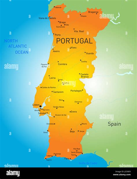 Vector color map of Portugal country Stock Photo - Alamy