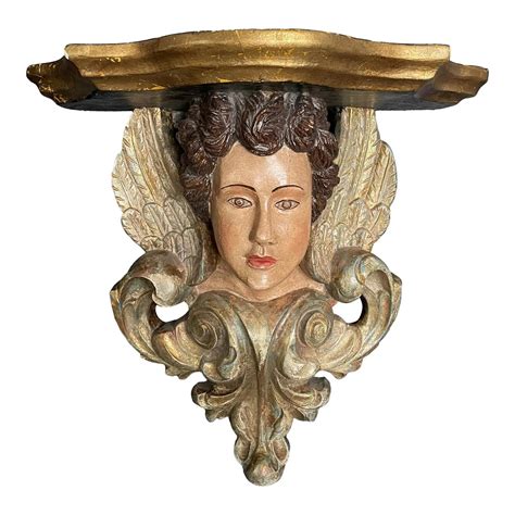 Angelic Polychrome Figural Wall Shelf Sconce For Sale at 1stDibs