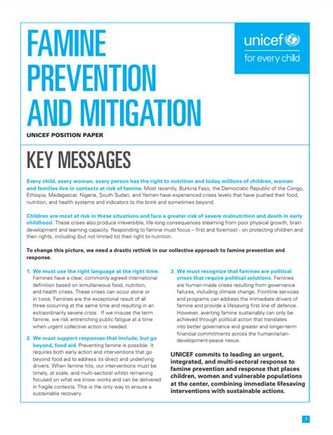 Famine Prevention and Mitigation: Position paper | UN‑Nutrition: the United Nations inter‑agency ...