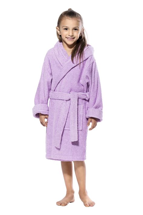 Turquaz Linen 100% Turkish Cotton White Hooded Terry Kid's Bathrobe ...