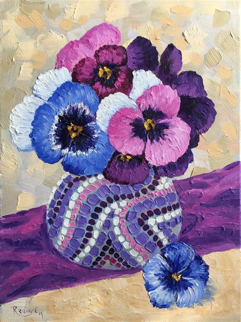 Pansies Original Oil Painting on Canvas Framed Pansy Flowers - Etsy ...