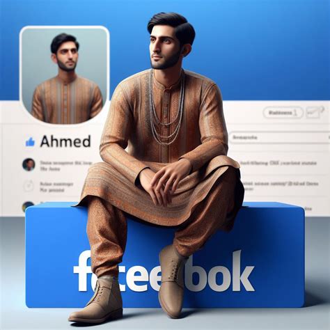 An ultra-realistic 3D illustration Facebook page profile featuring an Ind...