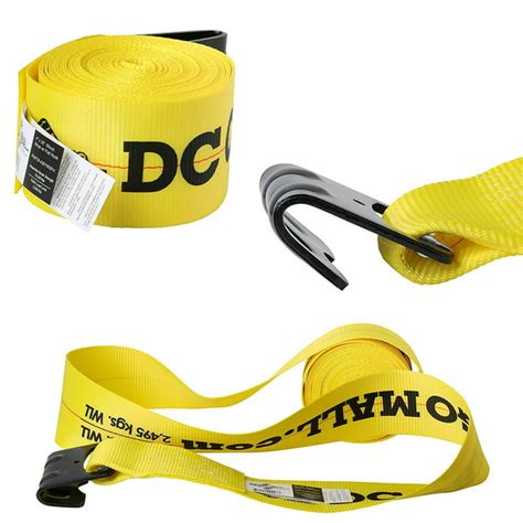 Winch Strap, 4"x30' Flatbed Trailer Strap Tie Down w/ Flat Hooks, Heavy Duty Cargo Strap for ...