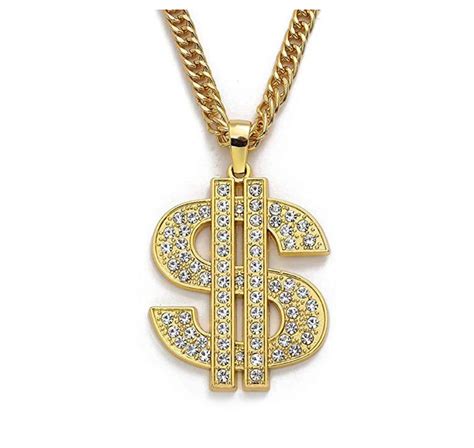 Money Necklace Gold Color Metal Alloy Cash Money Chain Simulated Diamo – Gold Diamond Shop