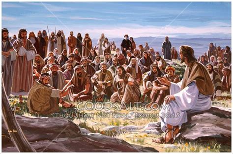 Christ Preaching the Sermon on the Mount Surrounded by People Life Of ...