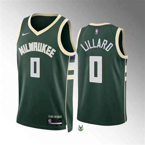 Damian Lillard Milwaukee Bucks #0 Green Jersey 2022-23 Icon Edition ...