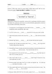 Modifiers worksheets