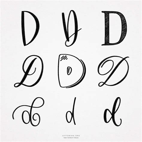 Hand lettering D | 9 ways to draw a "D"