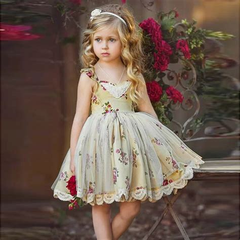 TELOTUNY Baby Dress Cotton 1Set Toddler Baby Kids Girl Dress Flower Print Lace Princess Party ...