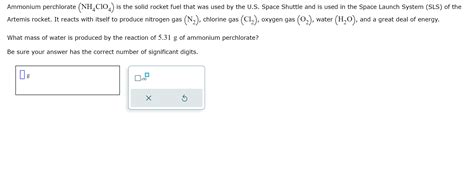 Solved Ammonium perchlorate (NH4ClO4) is the solid rocket | Chegg.com