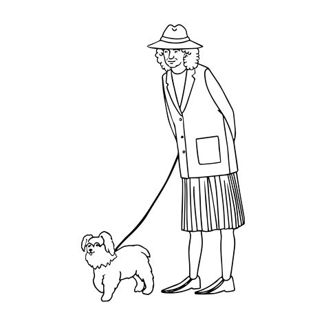 Old woman walking with dog 5171824 Vector Art at Vecteezy