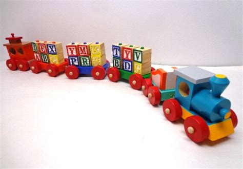 Wooden Toy Alphabet Train Set Hand Painted Classic