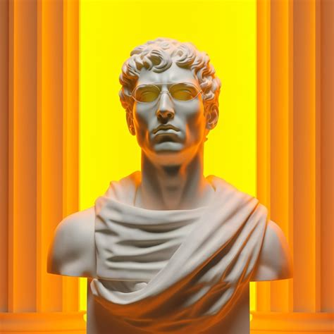 Premium AI Image | Marble greek statue with yellow background and lighting