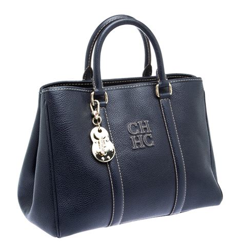 Carolina Herrera Dark Blue Leather Matteo Tote Carolina Herrera | TLC