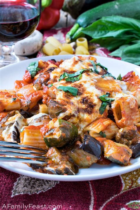 Baked Rigatoni with Roasted Summer Vegetables - A Family Feast®