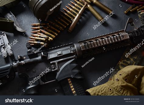 Assault Rifle M4a1 Ammunition On Camouflage Stock Photo 1818123269 | Shutterstock