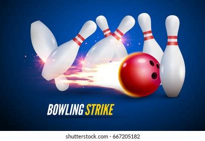 Bowling Strike Realistic Illustration Background Fire Stock Vector (Royalty Free) 667205182 ...