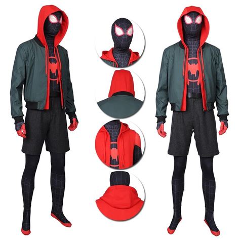 Into the Spider-Verse Miles Morales Suit Cosplay Costume Deluxe Edition ...