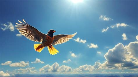 Premium AI Image | A clean sunny sky landscape photo with birds flying ...