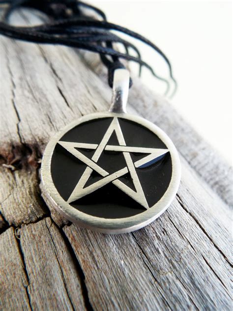 Pentagram Pendant Handmade Silver Necklace Enamel Gothic Wiccan Magic Pagan Protection Jewelry