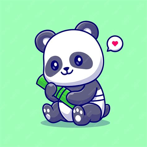 Free Vector | Cute baby panda hug bamboo cartoon vector icon illustration. animal nature icon ...