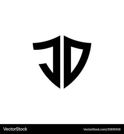 Jd monogram logo with shield shape design template