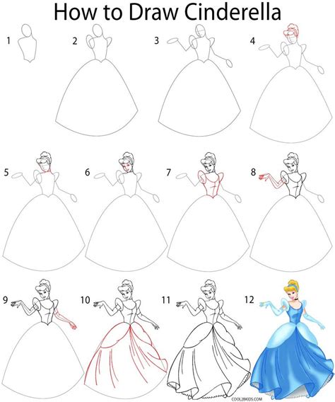 How to Draw Cinderella Step by Step Drawing Tutorial with Pictures ...