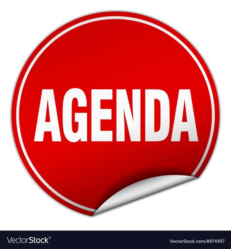 Agenda round red sticker isolated on white Vector Image