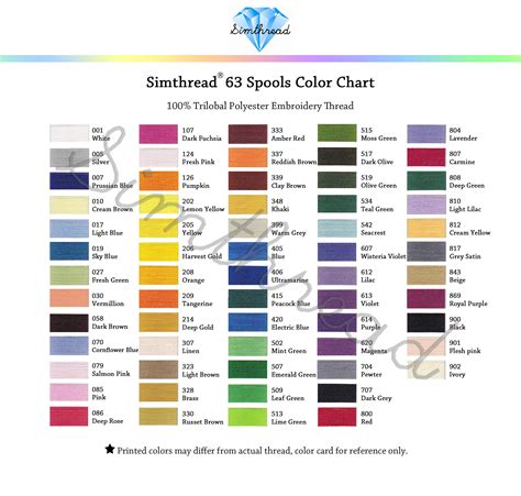 Brother Embroidery Thread Colors And Numbers | Embroidery Near Me