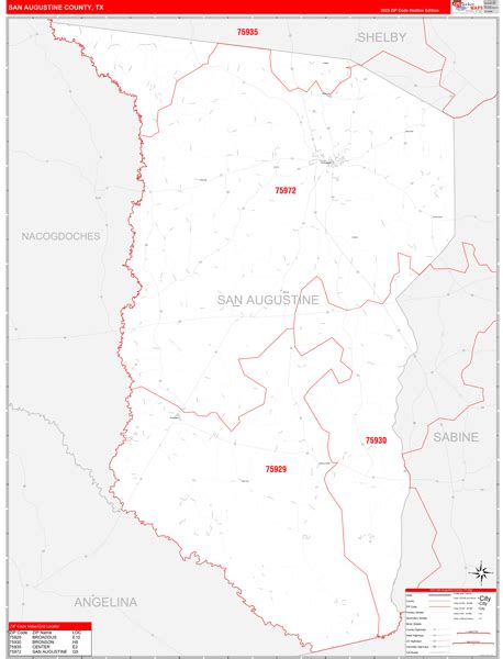 Wall Maps of San Augustine County Texas - marketmaps.com