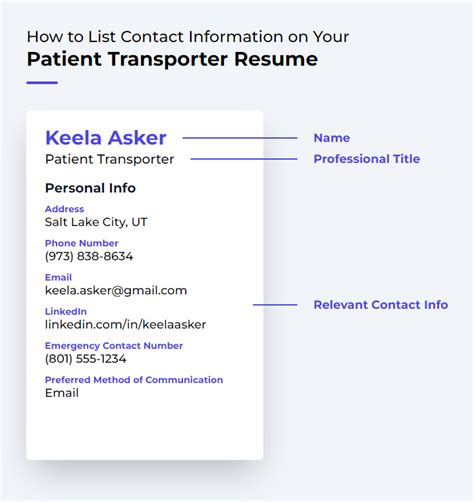 Patient Transporter Resume Examples and Templates