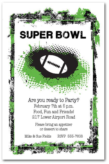 Grunge Football Super Bowl Party Invitations