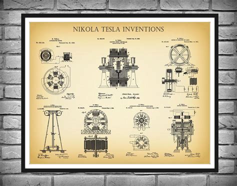 Nikola Tesla Patent Prints - 7 Tesla Inventions Poster - Tesla Electric ...